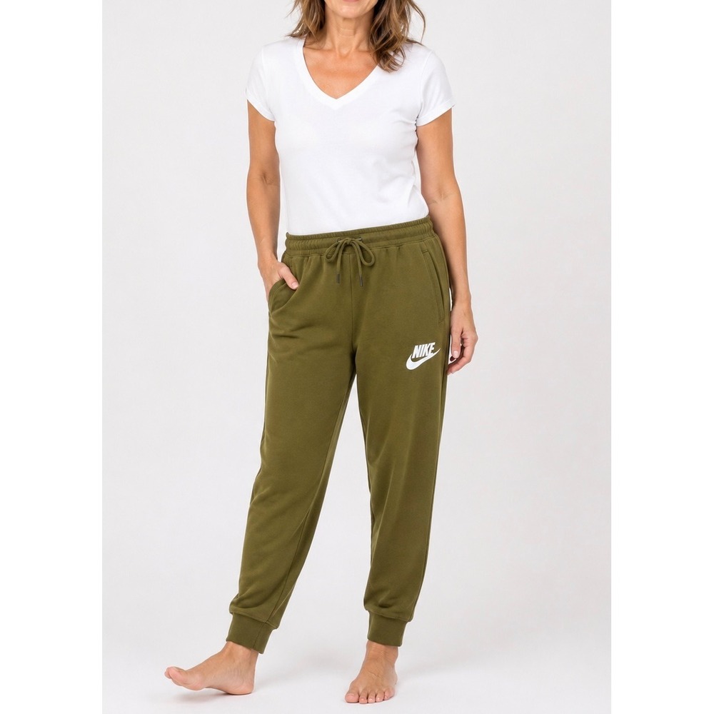 Nike Joggers Women S Olive Green Fleece Sweatpants Just Do It Athleisure Sporty
